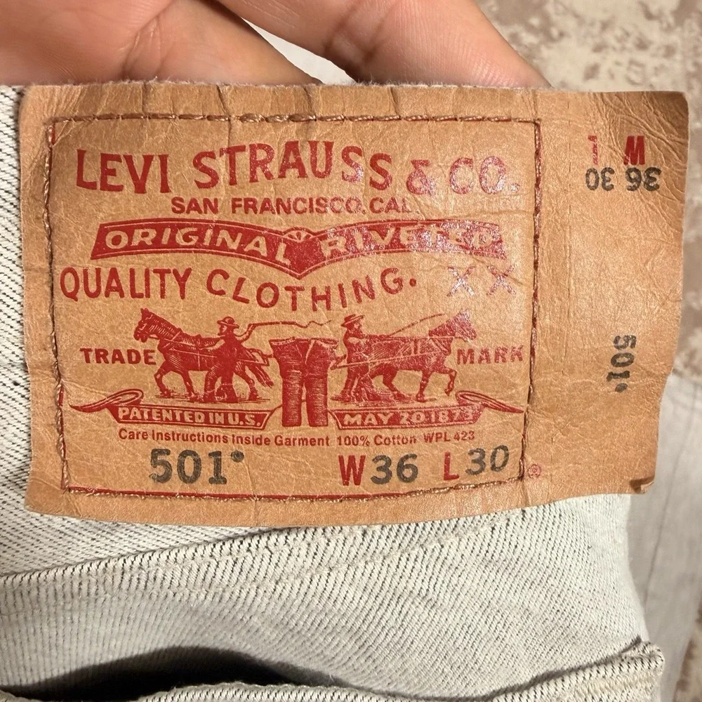 Vintage Levis 501 XX Jeans Men's 36x30 Gray Denim Button Fly Straight